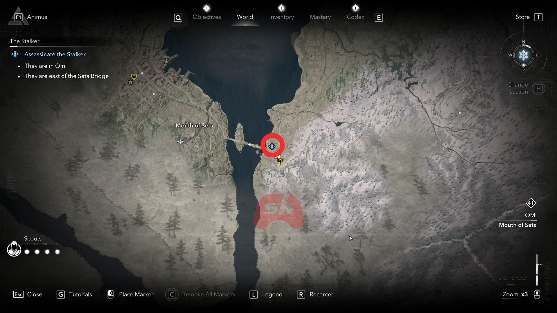 The Stalker's location on the map (Image via Sportskeeda Gaming // Ubisoft)